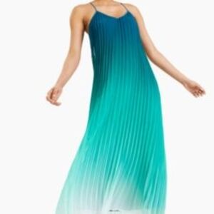 Bar III Teal to Turquoise Ombre Pleated Maxi Dress